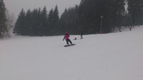 jedna snowboardová.